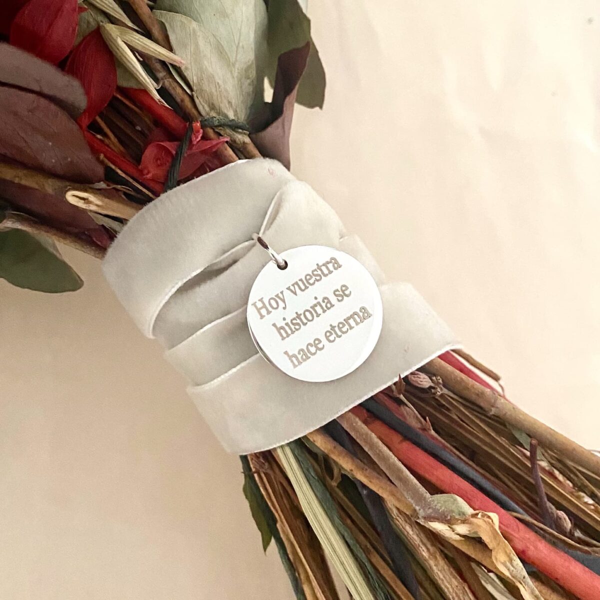 medalla ramo cinta terciopelo