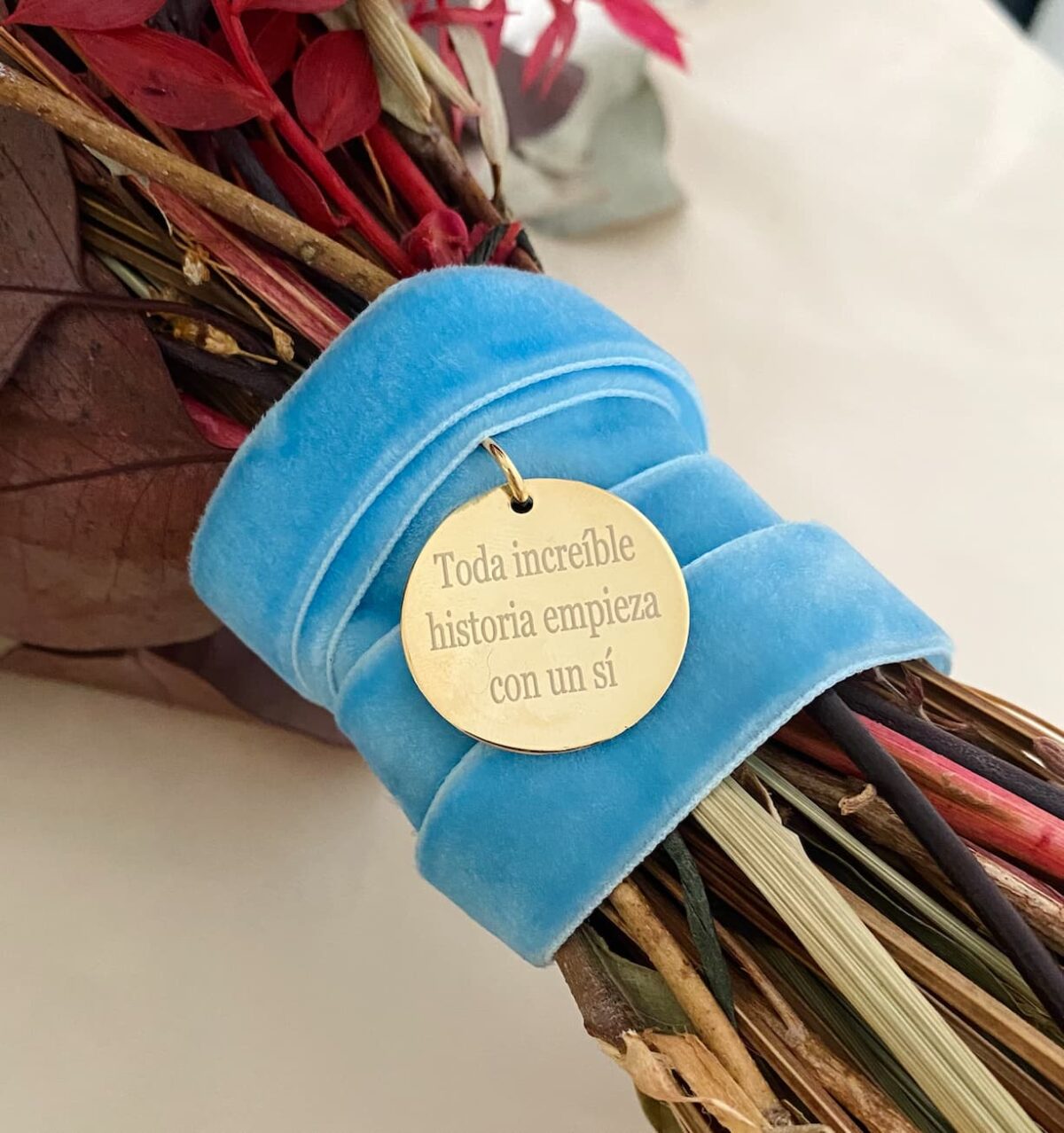 medalla ramo novia toda increible historia empieza con un si