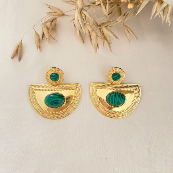 Pendientes Lola Malaquita Verde - Imagen 3