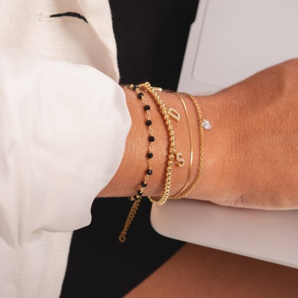 Pulsera Bolitas Letras Circonitas - Imagen 3