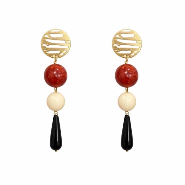 Pendientes Lolita Granate y Hueso