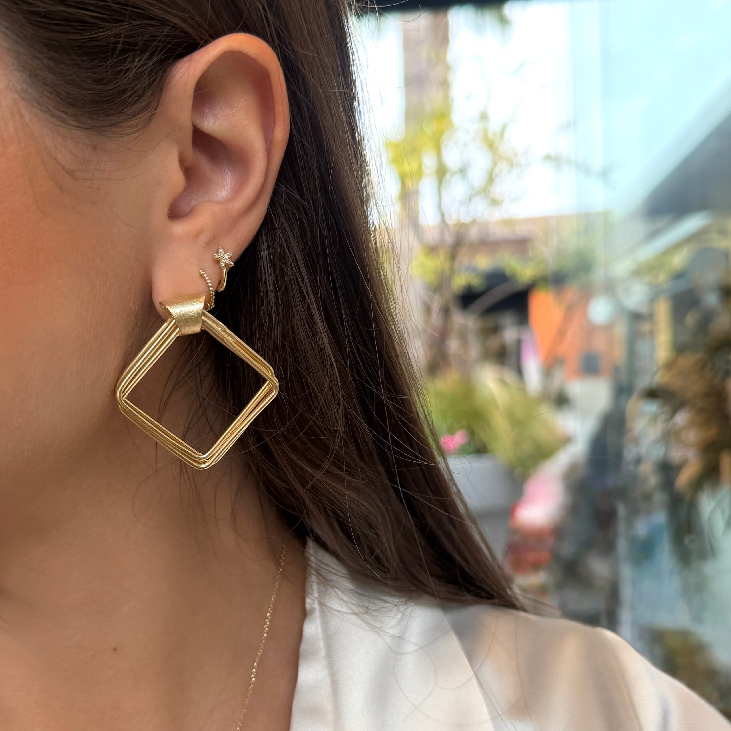 pendientes lisa rombo mate