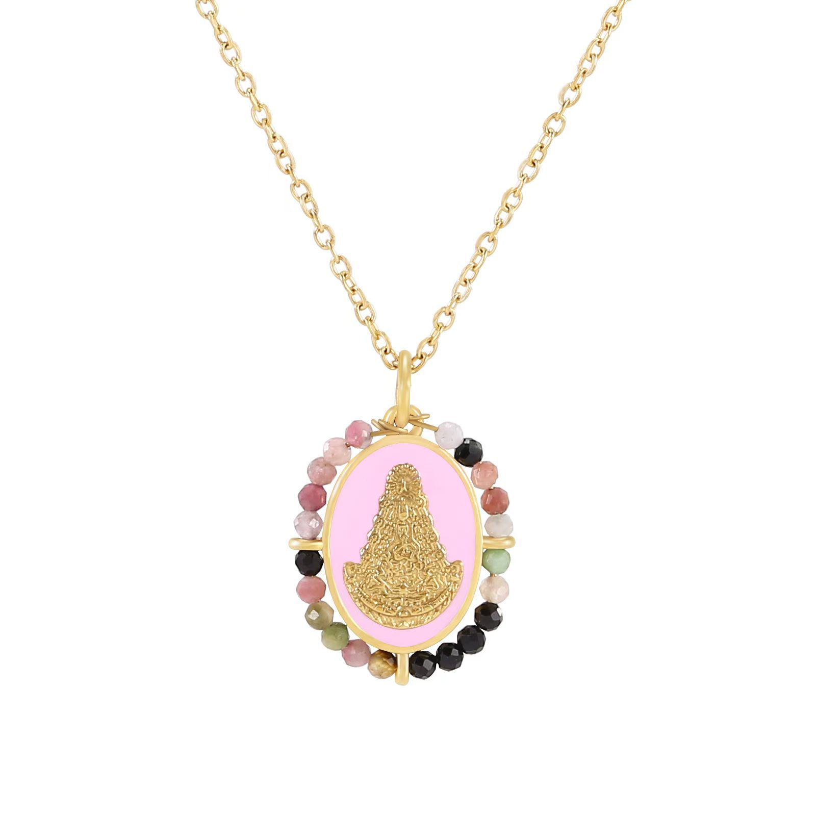 Collar virgen del rocio mineral turmalina
