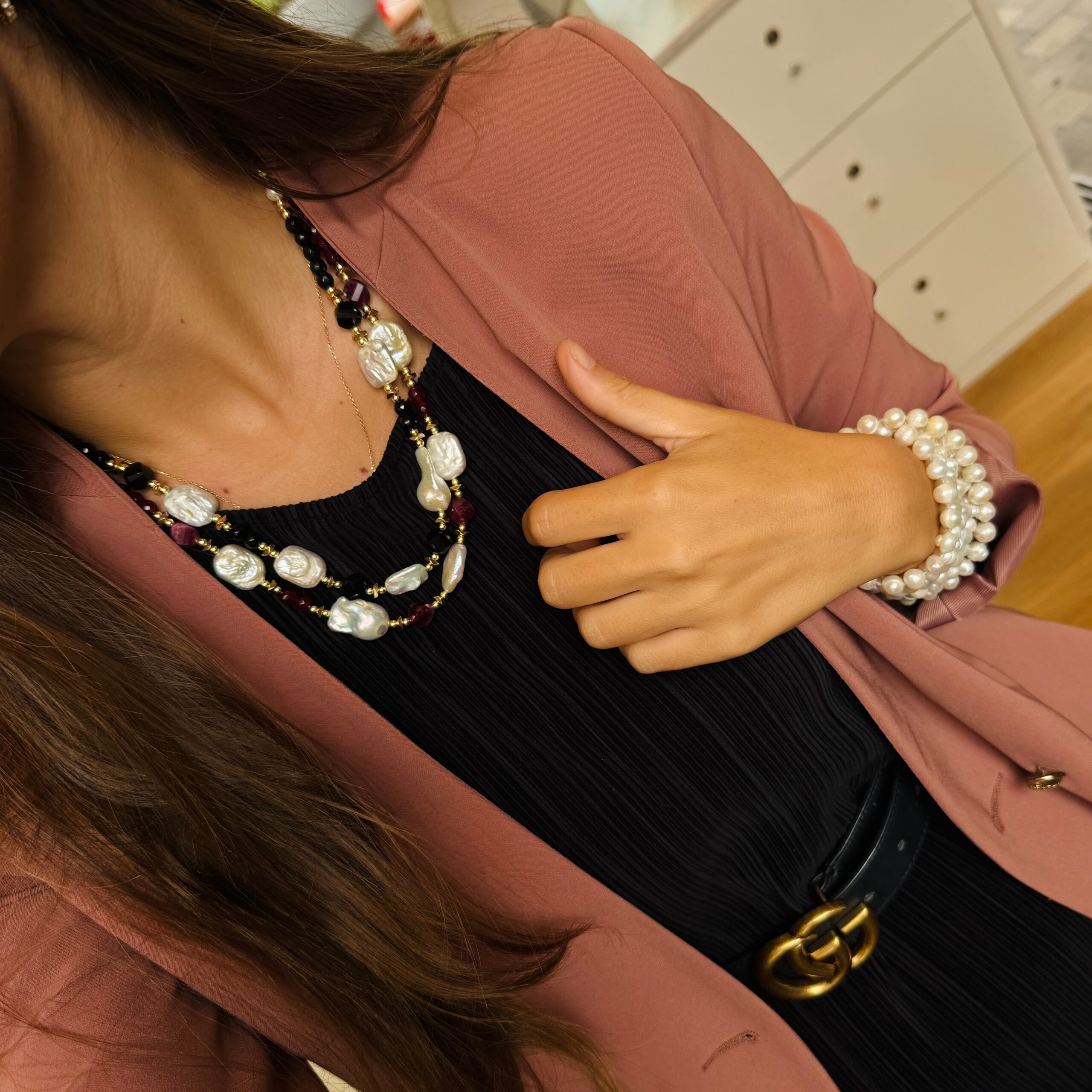 collar perla y jade