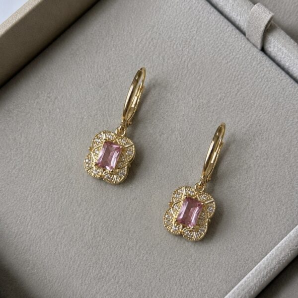Pendientes Novia Rosa Vintage