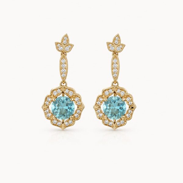 Pendientes Novia Agua Marina Roseta