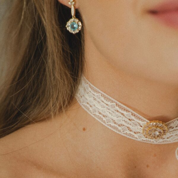Pendientes Novia Agua Marina Roseta - Imagen 2