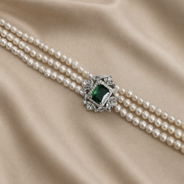 Choker de Novia Perlas Esmeralda Imperial
