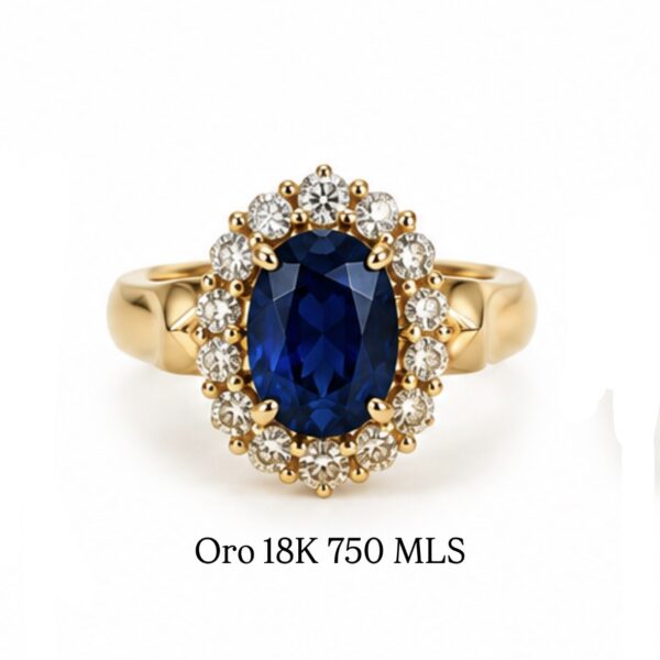 Anillo Vintage Roseta Zafiro y Diamantes