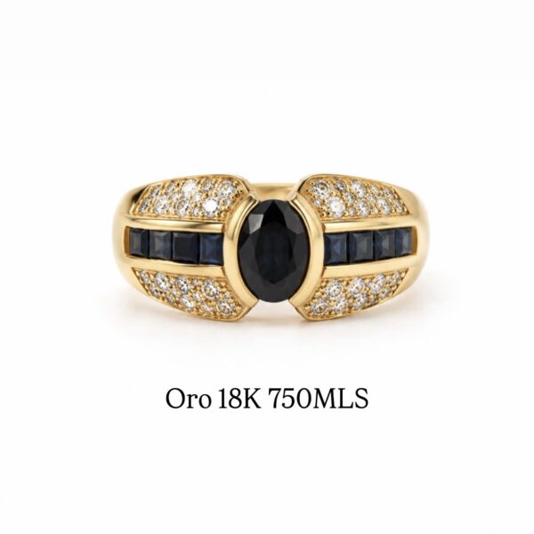Anillo Vintage Zafiro y Diamantes