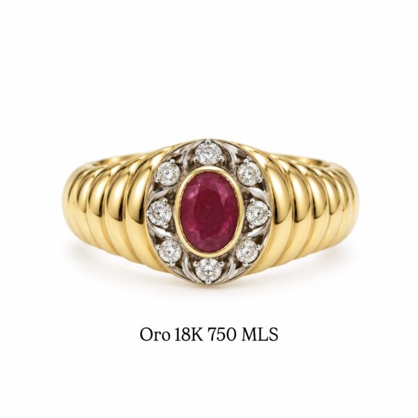 Anillo Vintage Rubí Retro